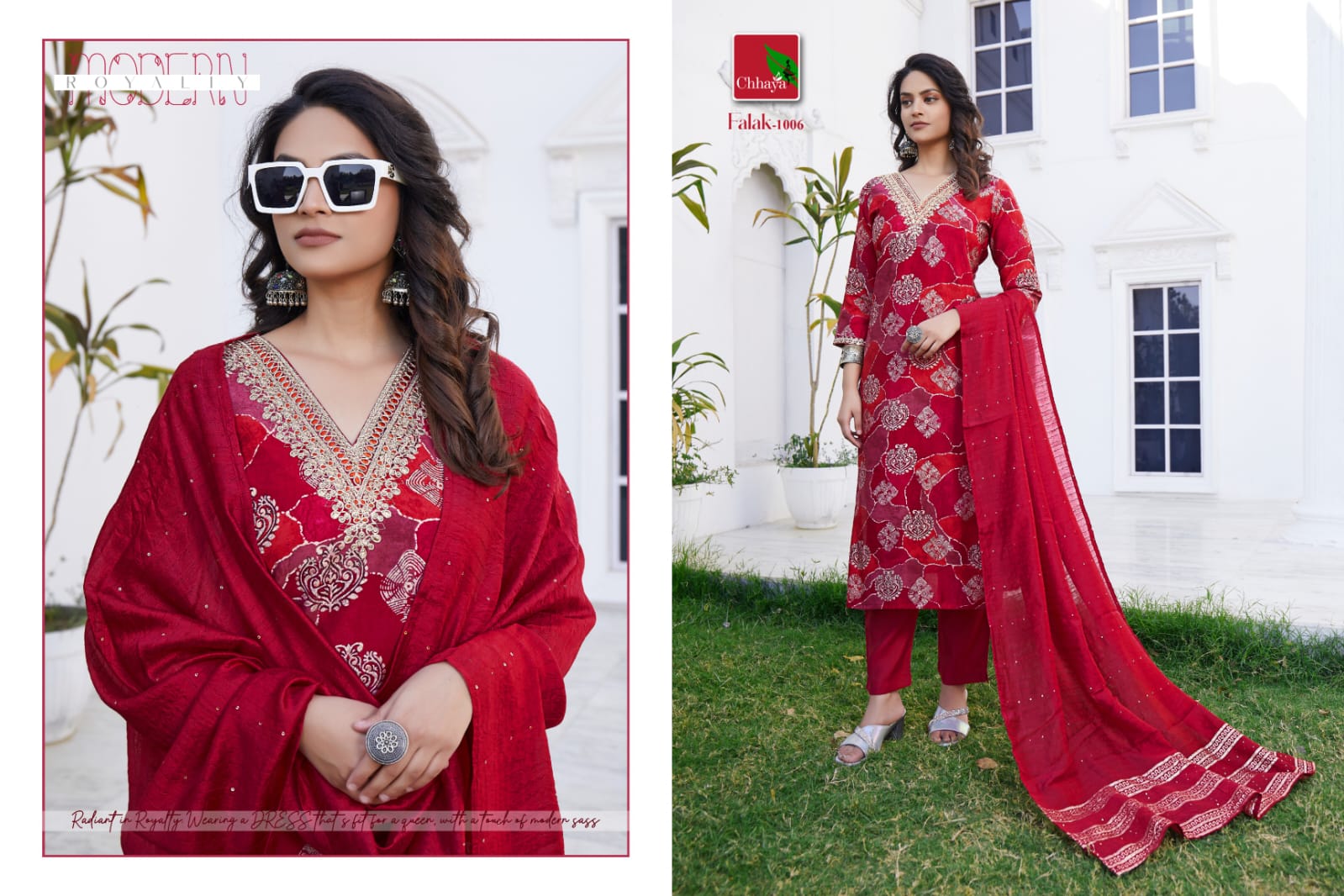 Falak By Chhaya Modal Silk V Neck Embroidery Kurti With Bottom Dupatta Wholesale Suppliers In India